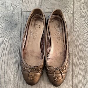 CHANEL Women's Metallic Bronze Loafers